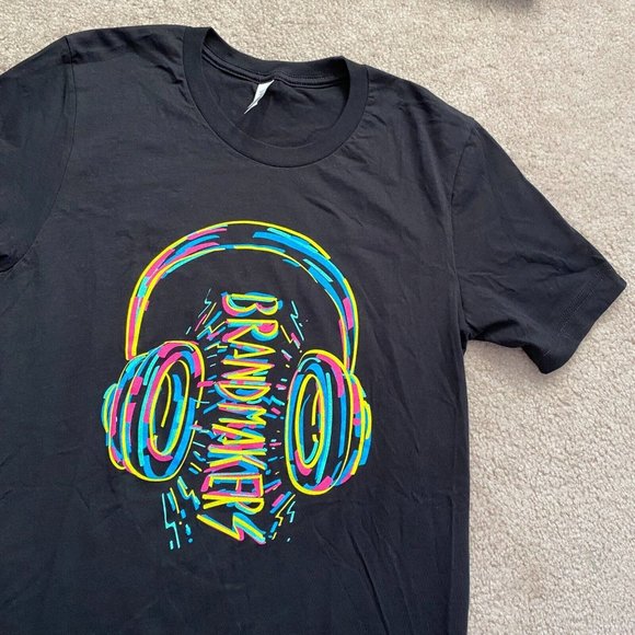 Canvas Bella + Canvas S Brandmaker With Headphones Colorful Graphic T-Shirt - Picture 2 of 12